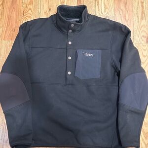 Men's Black Snap- 1/4 Front Fleece Pullover